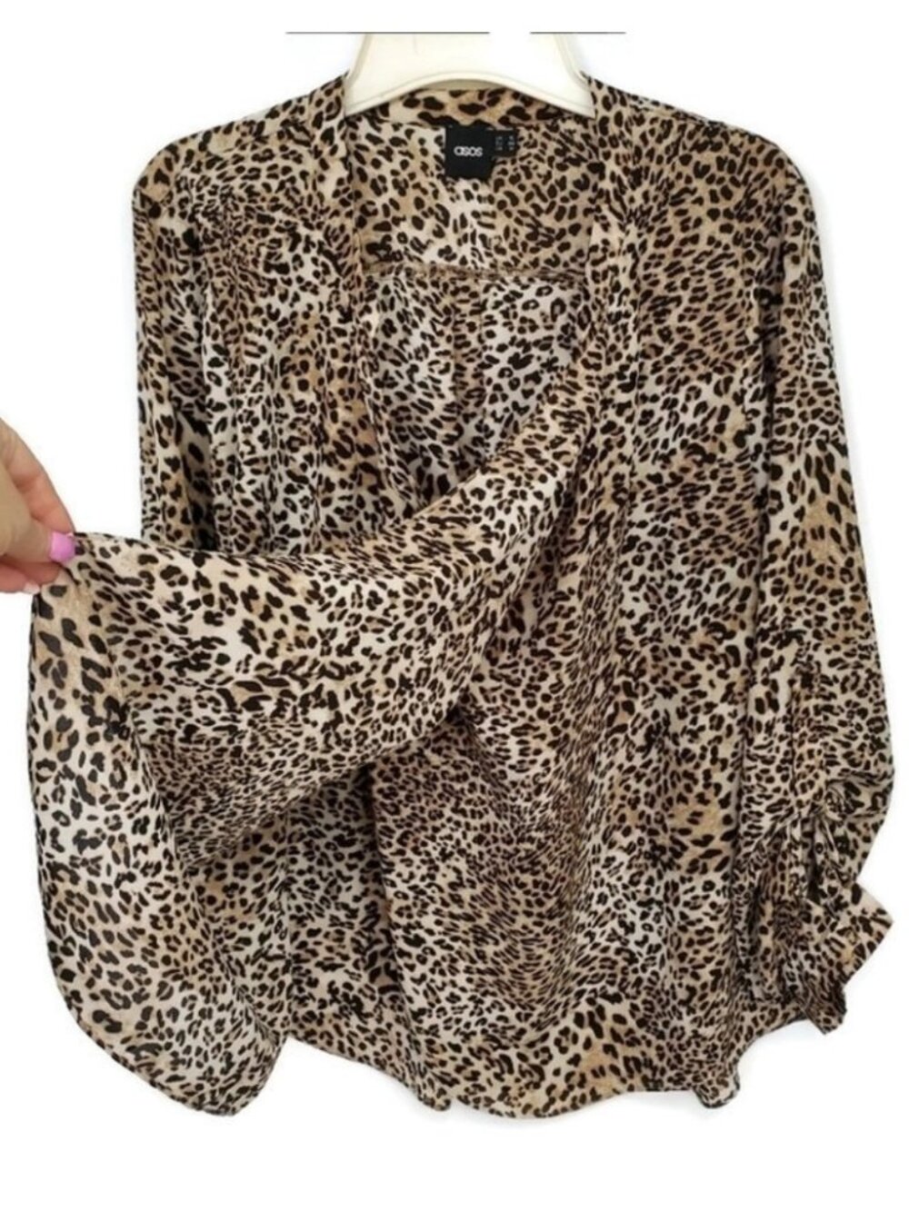 Leopard Blouse Wrap Front Button up 12